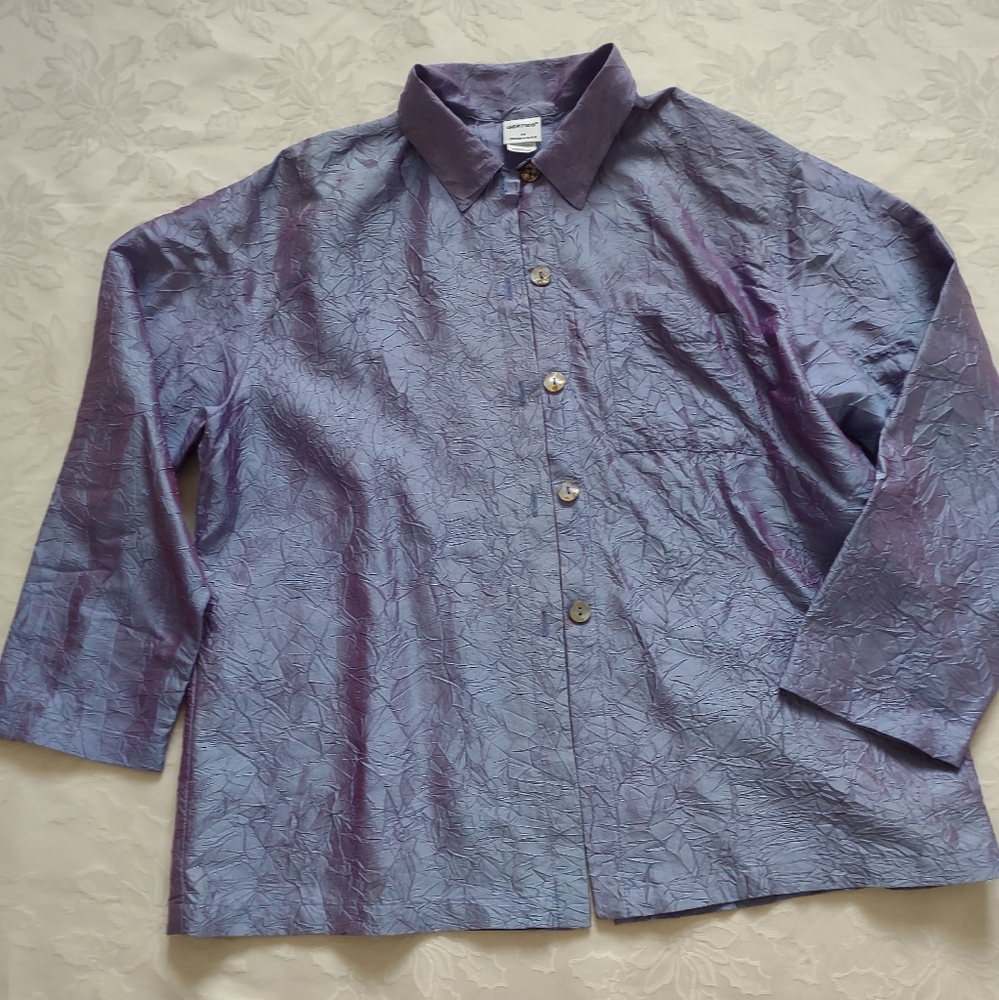 Gerties silk crinkle shirt lavender purple iridescent
